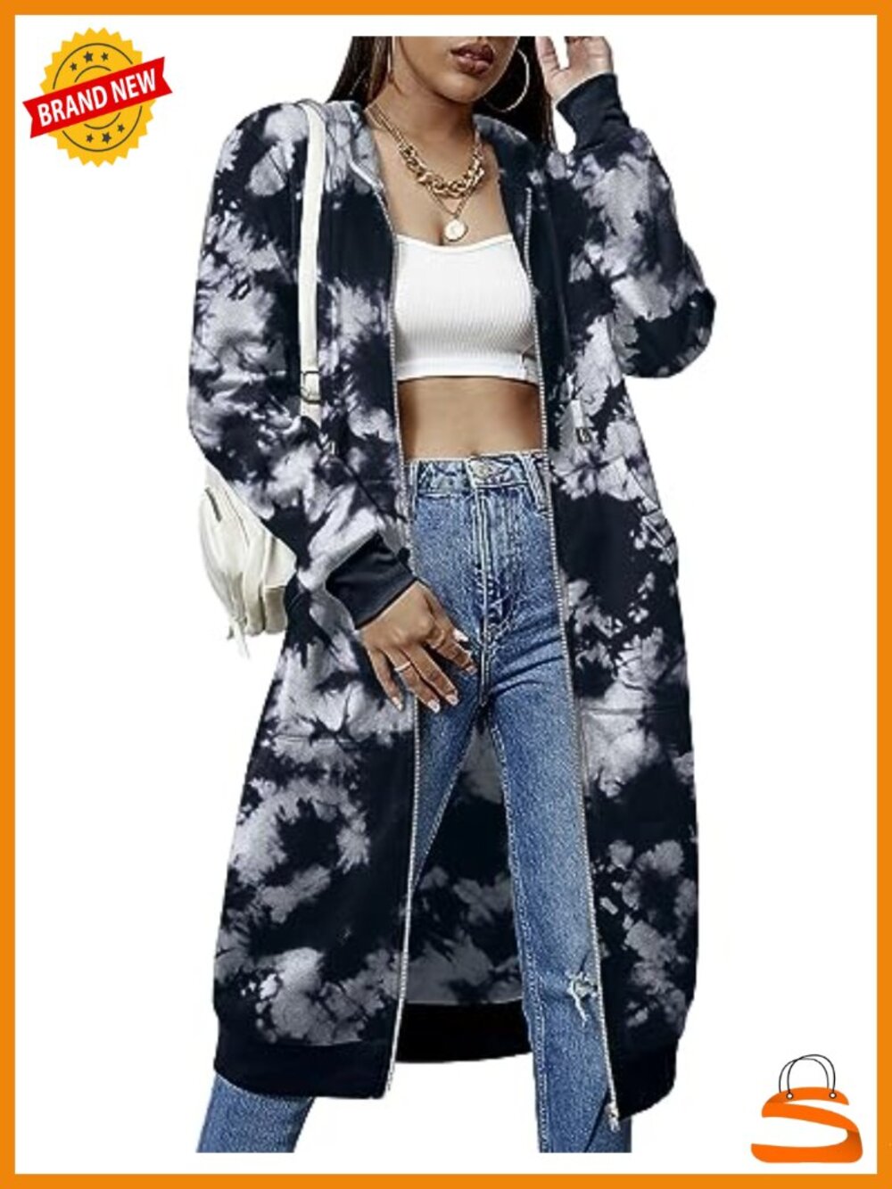 Women Fleece Hoodie Tunic Sweatshirt Long Zip Up Jacket